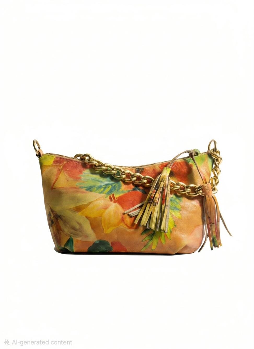Authentic Vintage Maurizio Taiuti Multicolored Floral Leather Shoulder bag